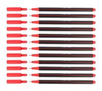 D.RECT, Lot de 12 feutres à pointe fine D408, Pour usage quotidien, Écriture et fournitures scolaires, Qualité supérieure - Pointe fine d'environ 0,4 mm, Rouge 105256
