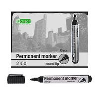 D.RECT Lot de 12 marqueurs permanents - Imperméables - Avec pointe ogive - Colorés - Imperméables - Pour de nombreuses surfaces - Noir