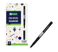 D.RECT Lot de 12 marqueurs pour CD et DVD - Marqueurs permanents - Pour peindre le verre, le plastique, le film - Bleu - 0,7 mm