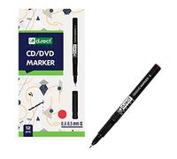D.RECT Lot de 12 marqueurs pour CD et DVD - Marqueurs permanents - Pour peinture sur verre, plastique, film - Rouge - 0,4 à 0,5 mm