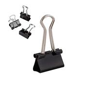 D.RECT | Lot de 12 Pinces à documents | 19 mm | Boîte de Pinces à papier multi-fonctions | Binder Clips | Papier Métal Pince a Dessin pour Notes | Papier à lettre | Clip Fournitures de bureau | Noir
