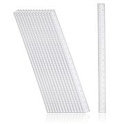 D.RECT Lot de 15 Règles - Longueur de la Règle 50 cm - Plastique - Transparent Verre Clair - Avec Graduation en cm et mm - pour École, Bureau, Maison