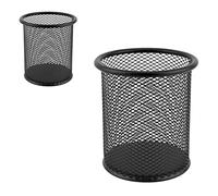 D.RECT - Lot de 2 carafe à crayons en métal | Porte-stylo rond en métal métallique | Mesh Multifonction gobelet pour stylo à bille Ø 91 mm noir