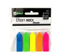 D.RECT Lot de 30 bandes adhésives pour marqueurs de page | Bandes adhésives pour film de texte | Film PET 45 x 12 mm | 5 x 25 flèches | Parfait pour le bureau, l'école et la maison
