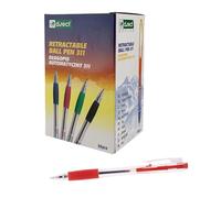 D.RECT Lot de 50 stylos à bille 311 avec poignée ergonomique pour le bureau et la maison Largeur de trait confortable Ballgref 0,7 mm Rouge