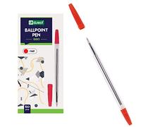 D.RECT Lot de 50 stylos à bille 980 - Couvercle transparent - Boule en carbure de tungstène - Rouge
