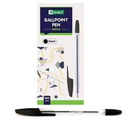 D.RECT Lot de 50 stylos à bille avec couvercle transparent - Stylo à bille avec bille en carbure de tungstène - Noir