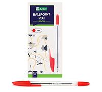 D.RECT Lot de 50 stylos à bille avec couvercle transparent - Stylo à bille avec bille en carbure de tungstène - Rouge
