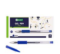 D.RECT | Office 2603 | Stylo Gel | Lot de 12 Stylos à Encre Gel Avec Grip en Caoutchouc | Stylo Bleu | Pointe Très Fine 0,5 mm