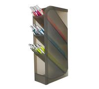 D.RECT, Organisateur de bureau, étagère à stylos pour bureau, école, usage domestique, translucide, noir, 4 compartiments, porte-stylo en 4 parties 110814 Fumé