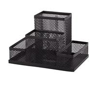 D.RECT Organiseur de bureau, Pot à Crayons en Métal, Étagère de Bureau avec Porte-notes en Maille, 103 x 154 x 103 mm, Multifonctionnel Organisateur de Bureau, Accessoire de Rangement pour Bureau Noir