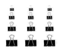 D.RECT Pinces Clip Métalliques - Lot de 48 Pinces à Documents Robustes 15/19/25/32 mm - Clips à Papier Noirs pour Bureau, Maison, École - Idéales pour Feuilles, Dossiers et Factures