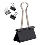 D.RECT | Lot de 12 Pinces à documents | 41 mm | Boîte de Pinces à papier multi-fonctions | Binder Clips | Papier Métal Pince a Dessin pour Notes | Papier à lettre | Clip Fournitures de bureau | Noir
