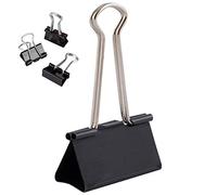 D.RECT Pinces Clip Métalliques Repliables - Lot de 12 - 51 mm - Pinces Noires Extra-Larges pour Documents, Feuilles, Bureau, Maison, École - Clips à Papier Résistants