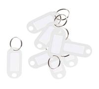 D.RECT Porte Clef Étiquettes en Plastique, Lot de 10 Pièces - Étiquettes Inscriptibles pour Clés avec Boucles - Porte-Clés Personnalisés, Blanc