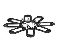 D.RECT Porte Clef Étiquettes en Plastique, Lot de 10 Pièces - Étiquettes Inscriptibles pour Clés avec Boucles - Porte-Clés Personnalisés, Noir