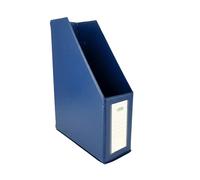 D.RECT Porte-revues A4 90 mm en PVC pliable pour documents catalogues dossiers avec porte-etiquette et trou de prehension, Bleu