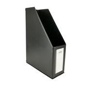 D.RECT Porte-revues A4 90 mm en PVC pliable pour documents catalogues dossiers avec porte-etiquette et trou de prehension, Noir