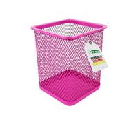 D.RECT Pot à Crayons carré Porte Cube en métal, Gobelet Multifonction pour Stylo à Bille, Conception de Maille, Rose 110849
