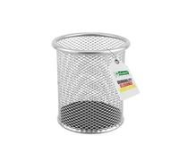 D.RECT Pot à Crayons en Métal - Porte-Stylo Rond en Métal - Organisation du Bureau et de la Maison, Argent