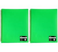 D.RECT Reliure à Anneaux Protège-Documents PP A4 - Livret de Présentation 20 Pochettes - Classeur à Spirales Solide - Porte-Documents à Spirales, Vert (Lot de 2)