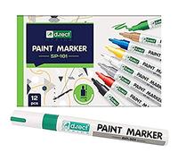 D.RECT SP-101 Lot de 12 marqueurs imperméables pour peinture sur pierres, peinture acrylique, pour enfants, céramique, verre, porcelaine, métal, plastique, bois, toile (pointe moyenne) Vert