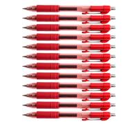 D.RECT Stylo Gel Rouge 12 Pièces - Stylo à Bille Automatique avec Recharge Remplaçable
