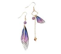 D.Rosse Boucles d'oreilles pendantes asymétriques uniques en forme d'ailes de papillon colorées en cristal et plastique pour femmes, filles, adolescentes, cadeau, Cristal Plastique, Plastique.