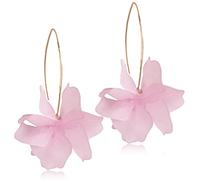 D.Rosse Boucles d'oreilles pendantes en résine en forme de pétales de rose - Longues boucles d'oreilles pendantes en acrylique - Boucles d'oreilles florales exagérées pour femmes et filles, Plastique