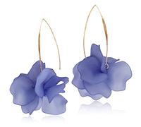 D.Rosse Boucles d'oreilles pendantes en résine en forme de pétales de rose - Longues boucles d'oreilles pendantes en acrylique - Boucles d'oreilles florales exagérées pour femmes et filles, Plastique
