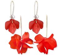 D.Rosse Boucles d'oreilles pendantes en résine en forme de pétales de rose - Longues boucles d'oreilles pendantes en acrylique - Boucles d'oreilles florales exagérées pour femmes et filles, Plastique