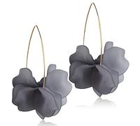 D.Rosse Boucles d'oreilles pendantes en résine en forme de pétales de rose - Longues boucles d'oreilles pendantes en acrylique - Boucles d'oreilles florales exagérées pour femmes et filles, Plastique