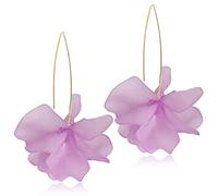 D.Rosse Boucles d'oreilles pendantes en résine en forme de pétales de rose - Longues boucles d'oreilles pendantes en acrylique - Boucles d'oreilles florales exagérées pour femmes et filles, Plastique