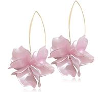 D.Rosse Boucles d'oreilles pendantes en résine en forme de pétales de rose - Longues boucles d'oreilles pendantes en acrylique - Boucles d'oreilles florales exagérées pour femmes et filles, Petit