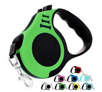 D&S Global Laisse rétractable pour chien - 5 m - Ruban en nylon extensible très résistant - Ne s'emmêle pas - Pour chiens de petite et moyenne taille - Vert