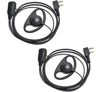 D-Shape Earpiece with PTT Mic for Walkie Talkie BF UV-5R UV-82 UV888S Kenwood TK-2107 TK-3107 Two-Way Radio (Pack of 2)