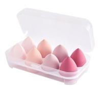 D.Sirez Lot de 8 éponges de maquillage Beauty Blender avec boîte de rangement en plastique transparent - Éponges douces, réutilisables, sans latex pour fond de teint, mélange, contour et poudre - Pour