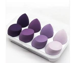 D.Sirez Lot de 8 éponges de maquillage Beauty Blender avec boîte de rangement en plastique transparent - Éponges douces, réutilisables, sans latex pour fond de teint, mélange, contour et poudre - Pour