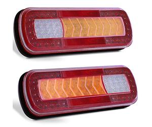 D-TECH 2 Pcs 9-30V E-Mark Approbation Led Combinaison Arrière Remorque Feu Arrière Indicateur Dynamique Lampe IP67 Étanche Profil Bas Universel Pour Camion Camion Rv Caravane Camping-Car Van Tracteur