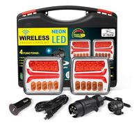 D-TECH Feux arrière de remorque sans fil LED Feux arrière de camion magnétiques sans cable,avec adaptateur remorque 13 vers 7broches,LED feux remorque sans fil magnétique,Homologation ECE R10 EMC