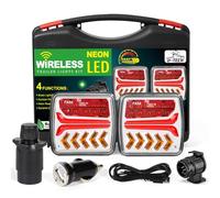 D-TECH Feux arrière de remorque sans fil LED Feux arrière de camion magnétiques sans cable,avec adaptateur remorque 13 vers 7broches,LED feux remorque sans fil magnétique,Homologation ECE R10 EMC