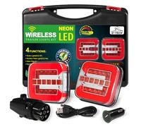 D-TECH feux arrière remorque led magnétique sans fil 12V 24V,Plaque de feux sans fil pour remorque, kit éclairage arrière feu led wifi,kit de feux arrière led remorque, Homologation ECE R10 EMC