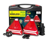 D-TECH Feux arrière triangulaires sans fil LED magnétiques sans fil pour remorque, camion, tracteur, homologation ECE R10 EMC, feux de remorque rechargeables avec voyant lumineux dynamique