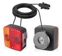 D-TECH Feux De Remorque Magnetique, Kit Éclairage Remorque Aimanté Avec Faisceau Câble de 2.5/7.5M Prise Remorque à 7 Broches, 12V Feu Arrière Magnétique de Remorque