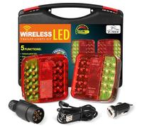 D-TECH Kit de feux arrière de remorque magnétique sans fil 12V/24V approuvé ECE EMC pour remorque tracteurs, caravane,Rechargeable feux arrière de remorque sans fil,kit éclairage arrière feu led wifi