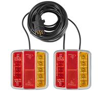 D-TECH Kit Feux Remorque Led Magnétique, Feu Arrière Remorque Aimanté Etanche 12V, Éclairage Remorque Aimanté 7 Broches Avec Faisceau Câble 2.5/7.5M, Homologation ECE EMC