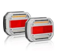 D-TECH Led Feu Arrière de Remorque, 2 Pièces 12V/24V Avec Feux Stop, Clignotant Dynamique, Catadioptre Pour Camion, RV, Caravane - Homologation ECE