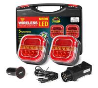 D-TECH LED Feux remorque sans fil magnétique 12V 24V,Feux arrière de remorque sans fil LED Feux arrière de camion magnétiques sans câble 12V/24V approuvés ECE avec prise 7 broches pour remorque