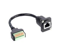 D Type RJ45 8P8C Female Panel Mount to Solderless Terminal Block Cable, RJ45 Ethernet to Spring Press Terminal Adapter