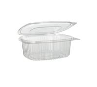 D-Work Barquettes à Salade 2000 ml avec Couvercle Attenant en PET - 50 pièces - 225x198xH.83mm - Épaisseur résistante - Empilables et hermétiques - Recyclables - Transparent